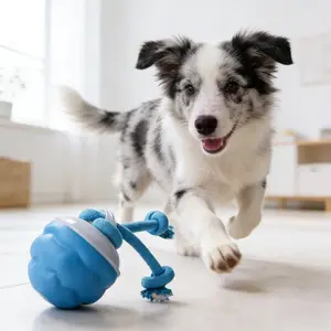 Interactive Dog Toy Ball with Rope – Automatic Moving & Bark Sound – USB Rechargeable Chew Toy for Small Medium Large Dogs & Puppies