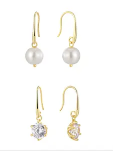 Faux Pearl & Rhinestone Decorated Dangle Earrings, Fashion Jewelry for Party, Daily Clothing Decor, Trendy All-match & Exquisite Jewelry for Birthday Gift