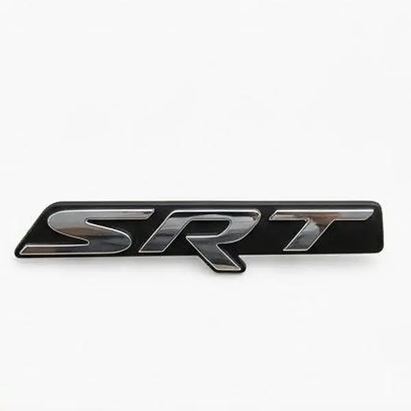 Automotive Front Grille SRT Logo Badge, OEM-Style Chrome/Black Finish Secure Snap-In Replacement Part 68239550ad, Exterior Decoration for 2015-2018 Dodge Challenger SRT