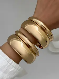 Bohemian Fashion Exaggerated Arc Glossy Bracelet Set, Stackable Bracelets, Elegant Light Luxury Jewelry Gift for Women, Perfect for Daily Wear & Parties