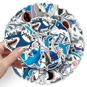 50Pcs Shark Graffiti Cartoon Stickers, Creative PVC Waterproof Decals for Skateboards, Water Bottles, Luggage, Ocean Life Decorations