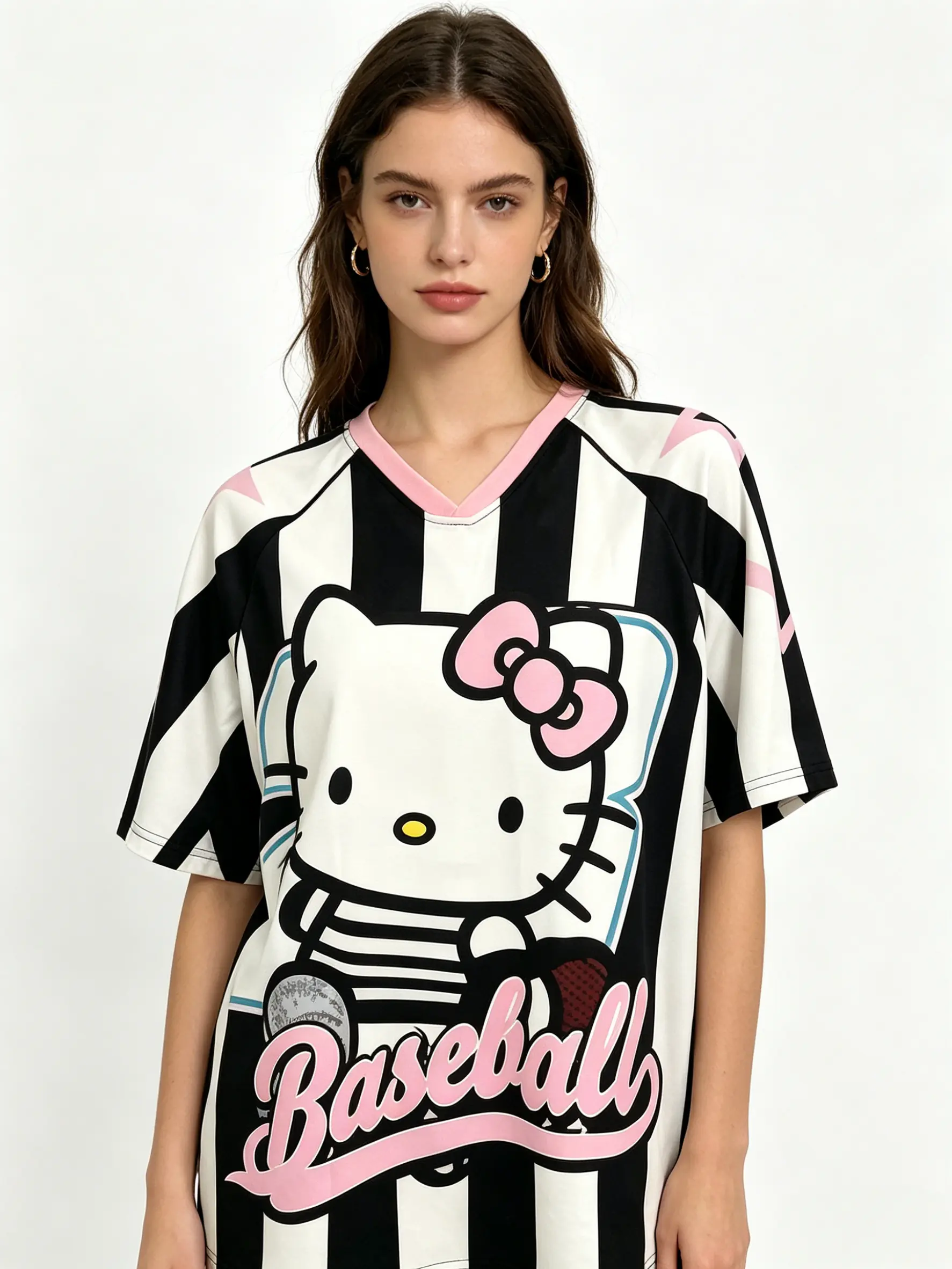 Sanrio Hello Kitty Printed Sportswear, cute cartoon graphic, breathable moisture‑wicking stretch fabric, lightweight active wear, great for gym, running, yoga and casual daily outfits, sweet gift for girls and teens.
