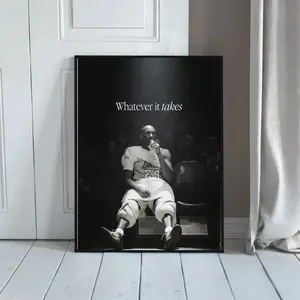 Kobe Bryant Whatever It Takes Poster, Black and White Lakers Wall Art, Mamba Mentality Motivational Print for Gyms and Offices
