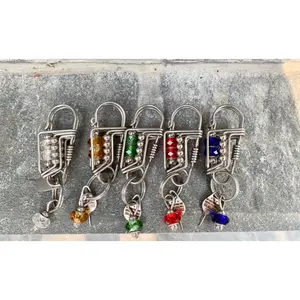 [NEW] Handmade Stainless Steel Wire Wrapped Keychain with Faceted Crystal Beads – Durable Anti-Rust Metal Key Holder Clip