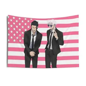 Gojo and Geto Flag Tapestry, Anime Funny Room Merch, Backdrop Tapestry JJK Aesthetic Tapestry Art Prints Wall Painting Artworks Tapestries