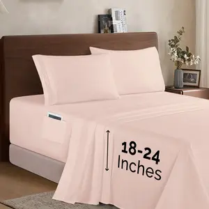 Elegant Comfort Extra deep 18-24 Inch Pocket 3 Line Embroidery, 4-Piece Sheet Set, Bright Shades