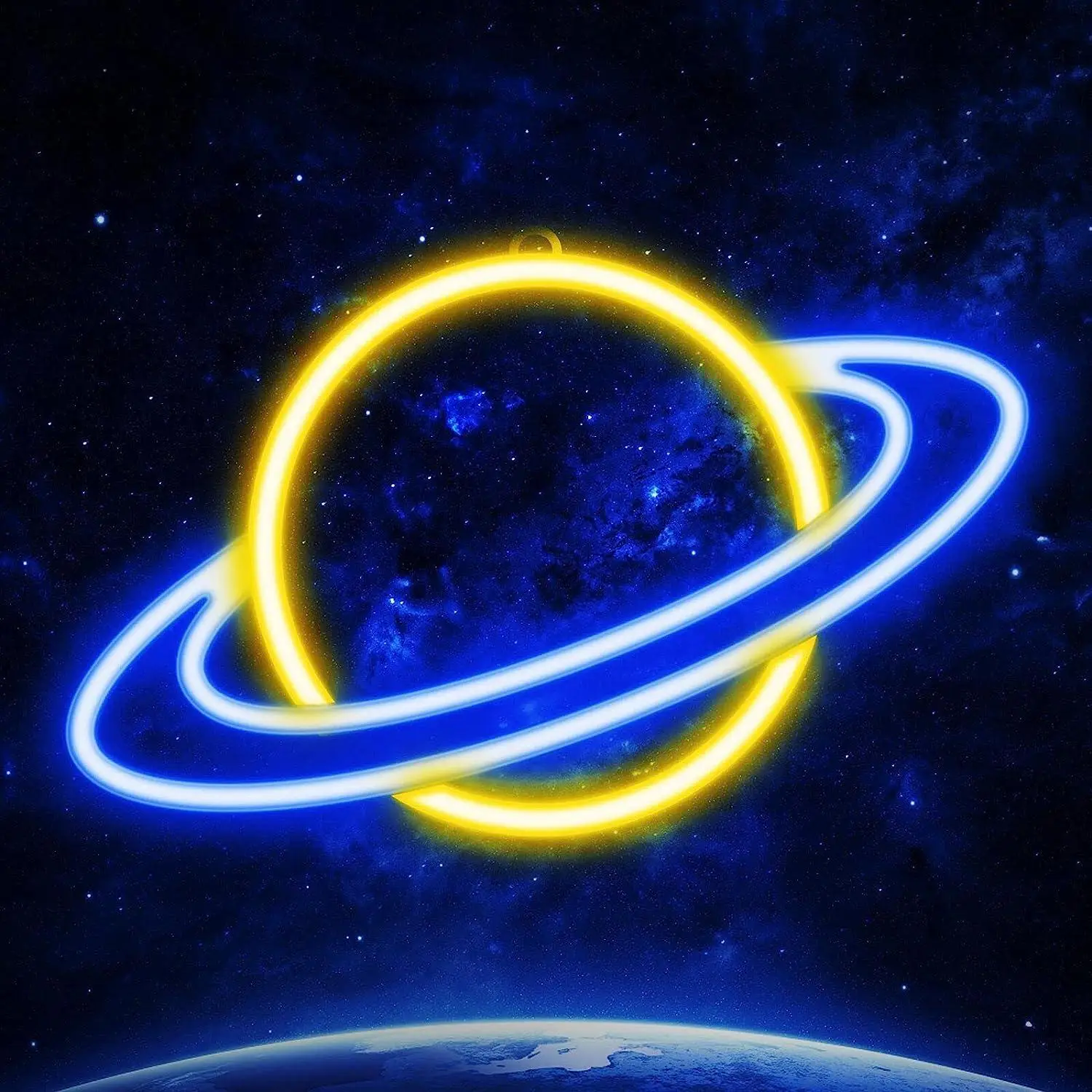 USB Rechargeable Planet Shaped Neon Light, Decorative Neon Light Sign, USB or Battery Operated Planet Neon Light Neon Sign for Living Room, Bedroom, K