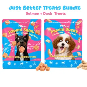 The Pawmart Freeze-Dried Dog Treats Bundle | Salmon + Duck | Single Ingredient, High-Protein, Clean Training Treats For Dogs Puppy Food Supplement