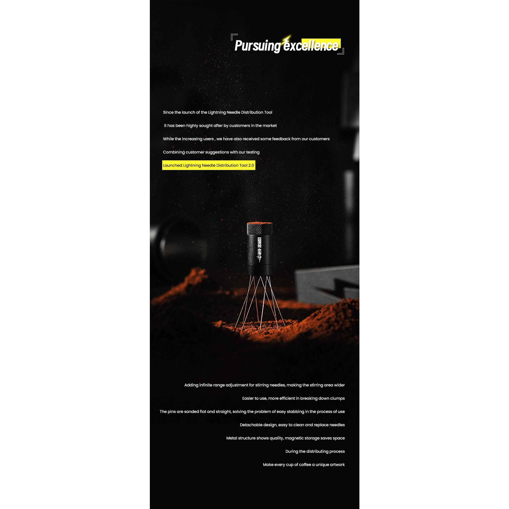 MHW-3BOMBER Espresso Distribution Tool Coffee WDT Adjustable Needles Stirrer with Magnetic Rack Professional Barista Accessories