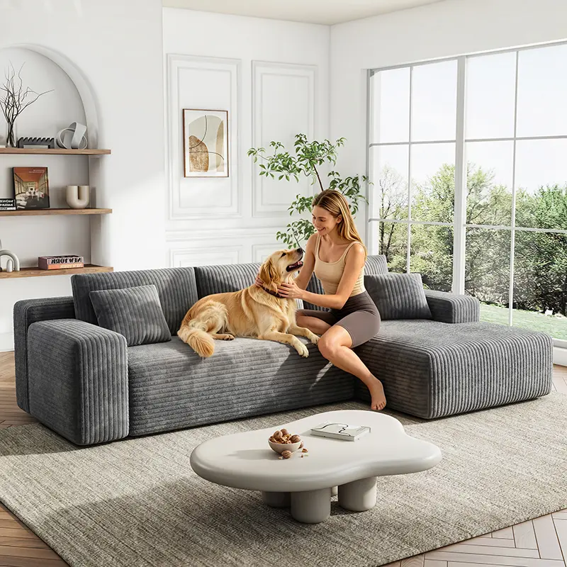 1 Packages 96-Inch U-Shaped Memory Foam Sectional Sofa — An oversized modular design offering "cloud-like" comfort; features deep seating and compressed corduroy fabric, combining space-saving capabilities with a convertible sleeper function.