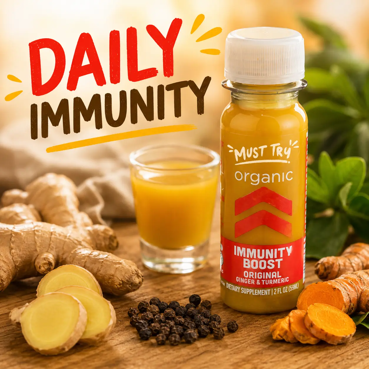 Organic Citrus Ginger Beverage Shot Pack, Ready to Drink Botanical Blend, Convenient Single Serve Bottles, 2oz