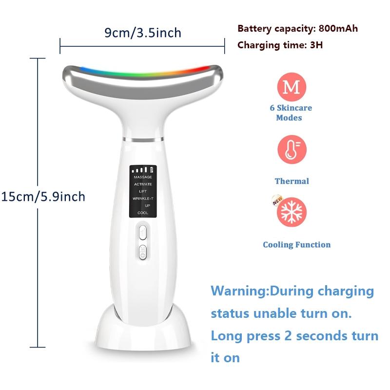 Ice Cooling Hot Compress Neck Face Massager with 6 Modes & 4 Intensity Levels, Heating Cold Eye Facial Lifting Tool for Skin Care