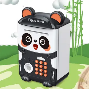 Panda Piggy Bank for Boys Adults, Electronic Fingerprint ATM Coin Cash Bank with Password Code Lock and Auto Grab Bill Slot, Large Capacity Coin Bank Money Jar for Adults, Designed for All US Coins