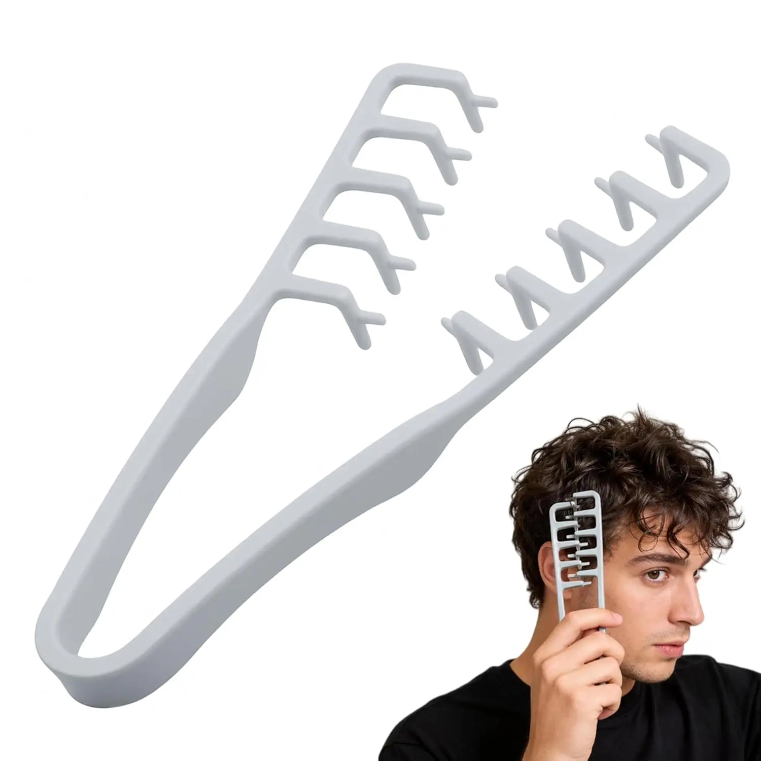 Men's Texture Comb - Wide-Toothed Hair Care Root Lifter, Non-Slip ABS Plastic Lightweight Barber Tool for Volume Styling, Curly Hair & Sensitive Scalp