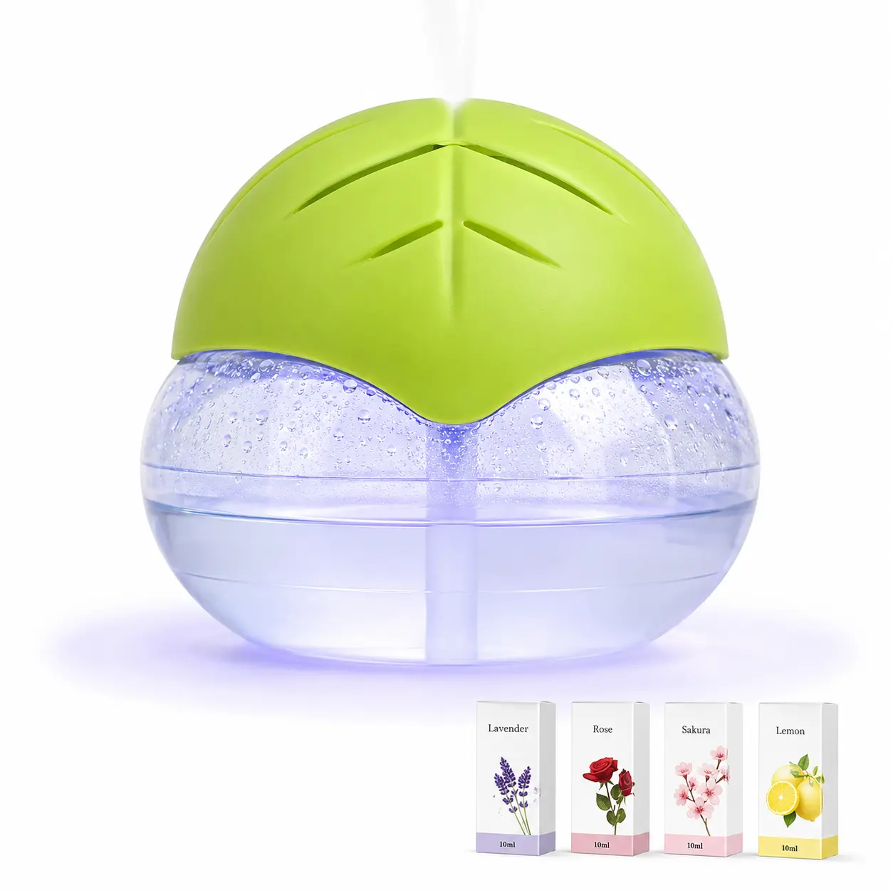 Essential Oil Aromatherapy Air Diffuser with LED Night Light, Soothing Water Flow Sound, US Plug - for Home, Pets, Smokers