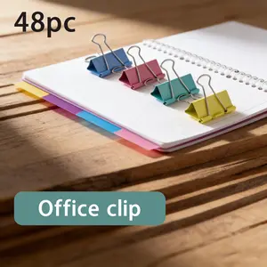Push Clips & Binder Clips 48 Pack – Medium Heavy Duty Reusable Clamps, No Damage No Marks, 50 Sheet Capacity, Perfect for Office, School, Home
