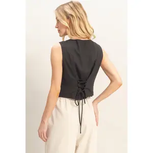 sleeveless front button top