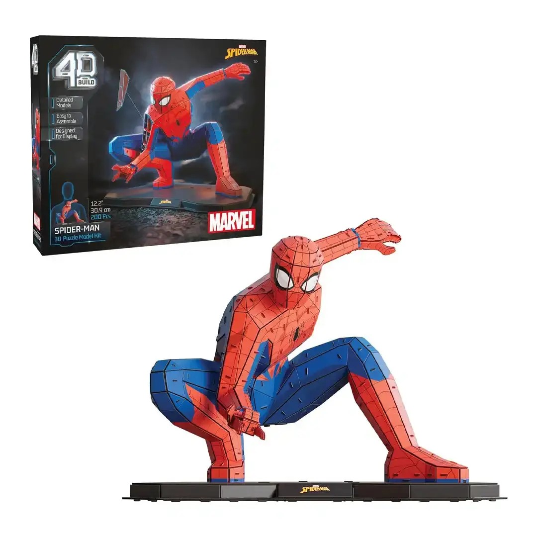 Marvel Spider-Man Full-Body Action Pose 4D Foam Puzzle Model Kit, Unisex Collectibles for Puzzle Builders (12+), 195 Pieces, 20 EPS Foam Sheets, 15.7"w x 13.5"d x 12.2"h, Designed for Display