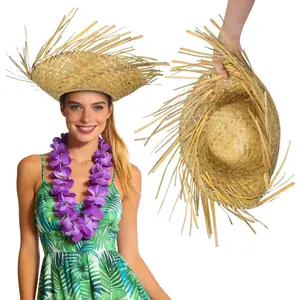 POPETPOP Hawaii Straw Hat Beachcomber Hats: 2pcs Beach Parties Headwear for Beach Themed Party - Tropical Headwear for Vacation Costumes Accessories