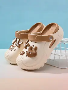 Women's Cute Cartoon Bear Design Clogs, Casual Comfortable Breathable Non-slip Clogs, Fashionable Shoes for Indoor & Outdoor Wear