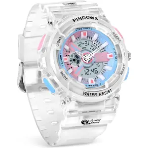 Women Watch for Women Teenagers Watch Outdoor  Digital  Analog Watches for Ladies Students with Stopwatch  Countdown Dual Display 7 Color LED Backlight