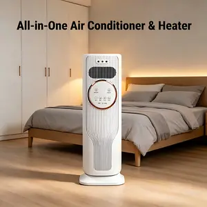 Sleek Bladeless Tower Fan & Heater – 3 Speeds, 2 Heat Levels, Remote Control, All Season Cooling & Warming – Fits Home, Bedroom, Office, Small Rooms (28ft/s Airflow)