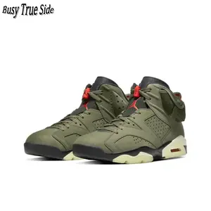 Olive Green High-Top Basketball Sneakers with Red & Off-White Accents, Suede & Synthetic Upper, Retro Streetwear Design, Durable Non-Slip Outsole, Iconic Footwear for Sports & Casual Style