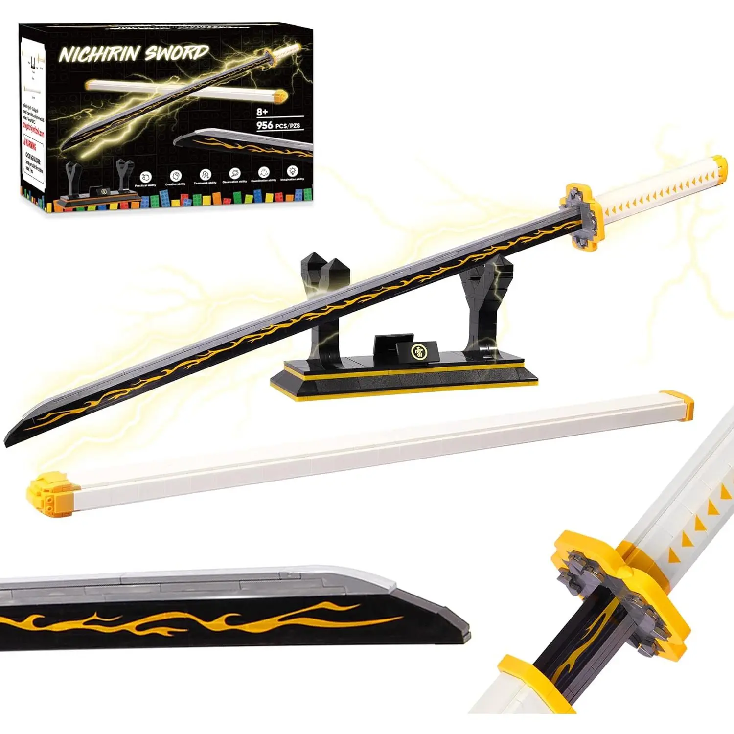 Demon Slayer Zenitsu Katana Building Blocks Model Kit, 39in STEM