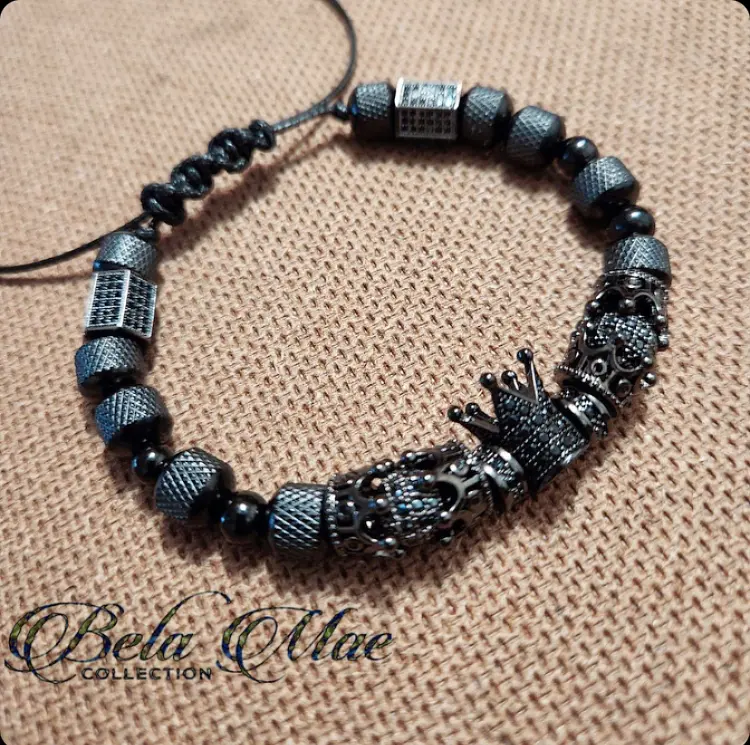 Knight Rider Metallic Bracelet Black On Black Beadwork