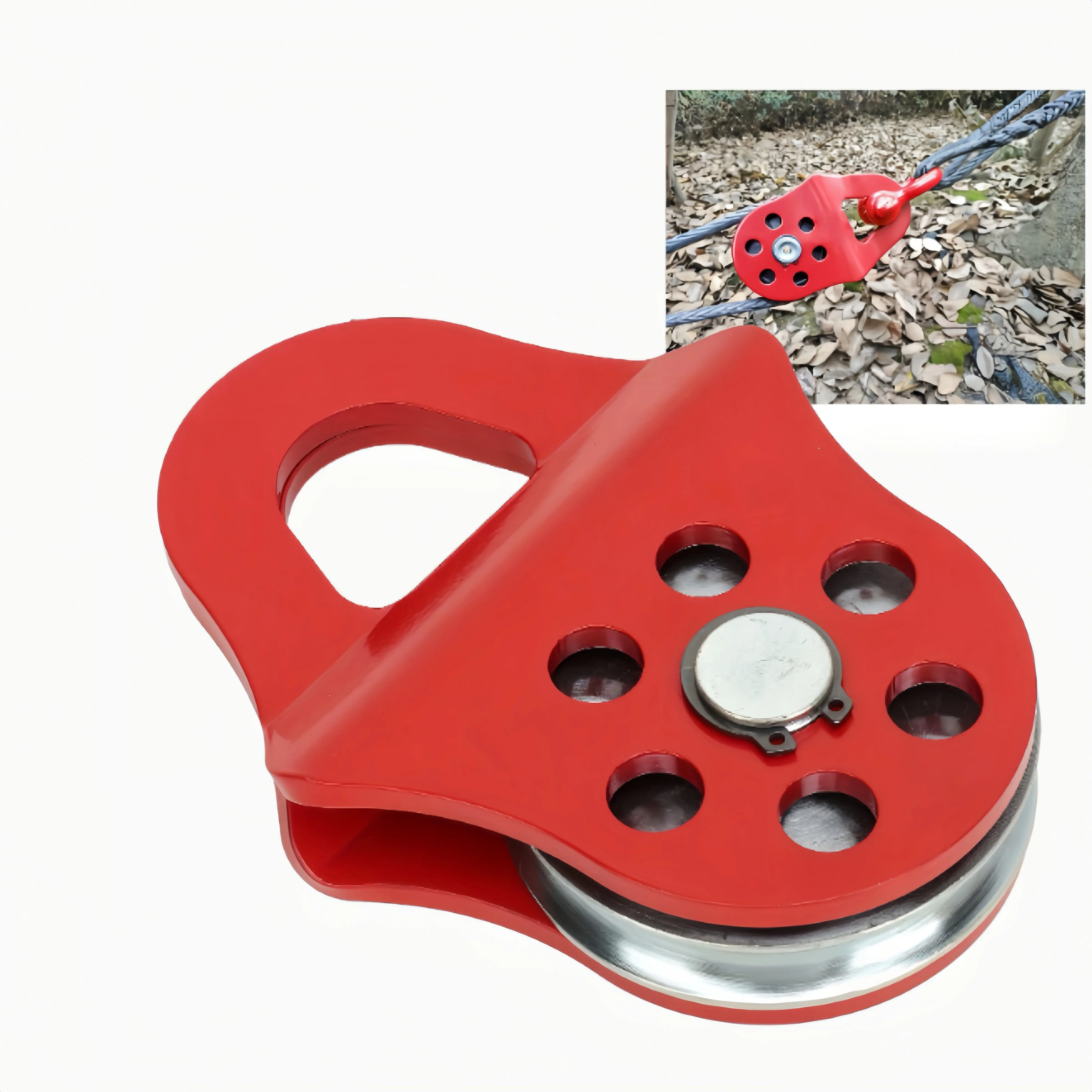 Heavy Duty 6-Ton Winch Pulley for Smooth Towing & Recovery, High-Vis Red, Easy Install,Greaseable for Smooth Operation, Fits Truck/ATV/UTV