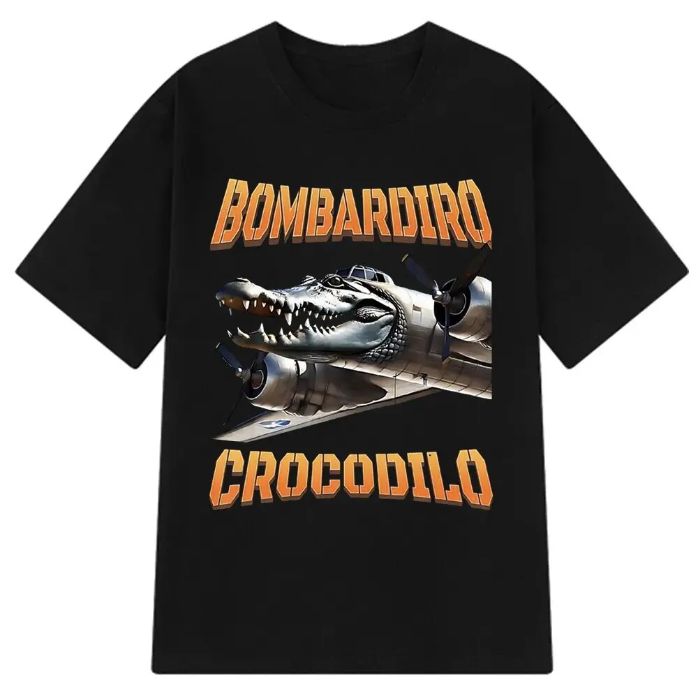 Bombardiro Crocodilo T-Shirt | Italian Brainrot Meme Graphic Tee | Funny AI Crocodile Character Shirt | Viral Absurd Clothes for Men Women