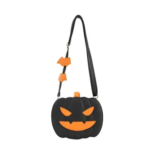 Halloween Pumpkin Crossbody Bag, Novelty Pumpkin Purse for Women, PU Leather Handbag with Removable & Adjustable Shoulder Straps