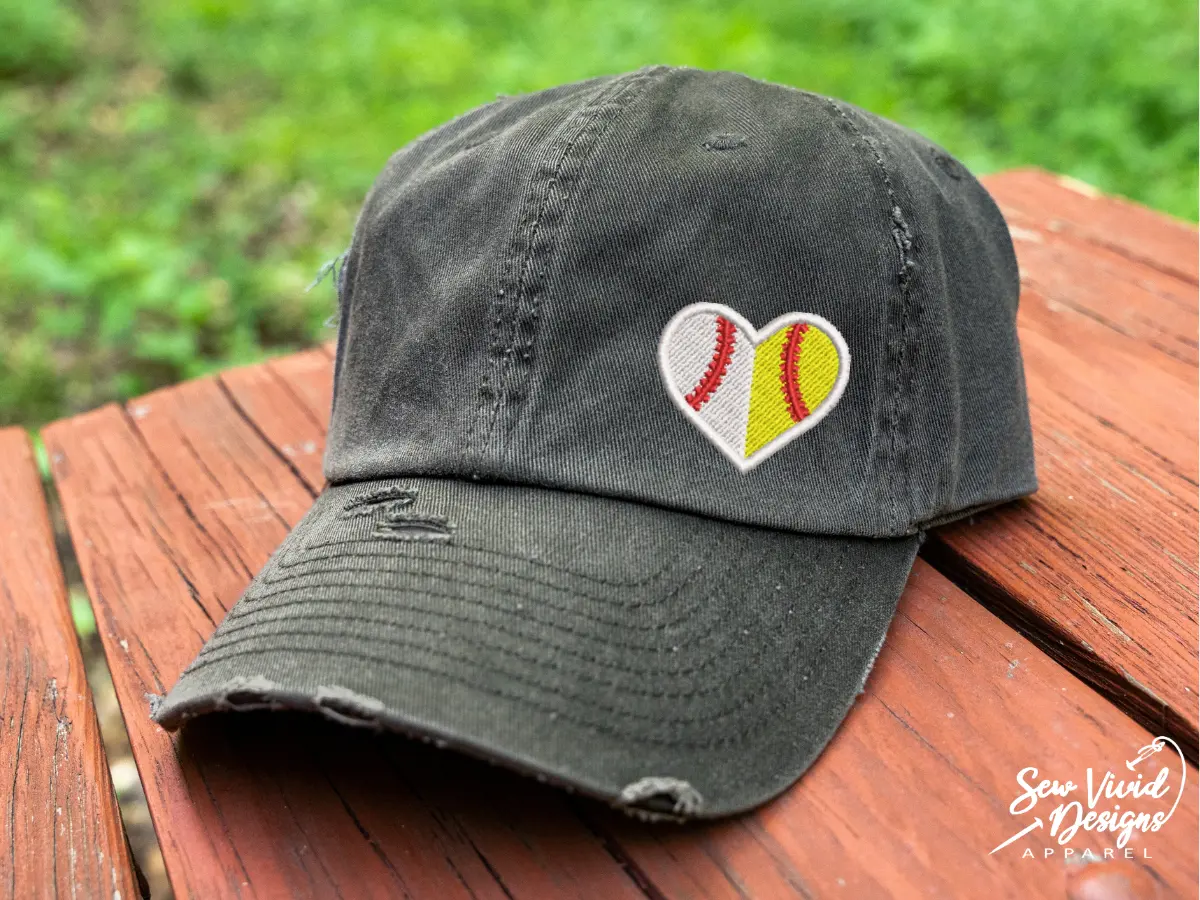 Half Softball and Baseball Hat | Distressed Baseball Cap OR Ponytail Hat | Ball Mom | Softball Mom Hat | Baseball Mom | Baseball/Softball