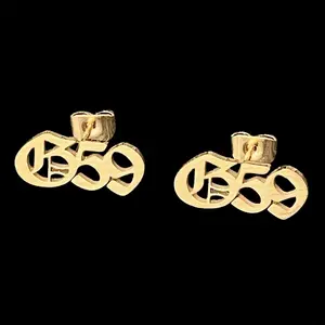 Gold G59 Earrings - 1/2" Stud Gold Plated GREY59 Earrings Surgical Stainless Steel Suicideboys Allergen Free Single Pair Options