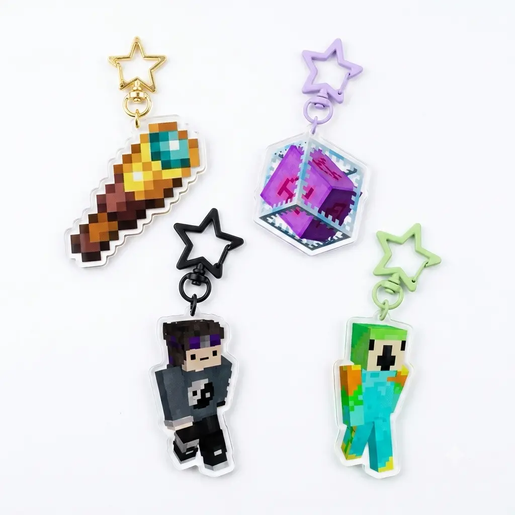 Unstable Universe Clear Acrylic Keychains, Wifies, ParrotX2, Wifies, End Crystal, Spyglass, Wemmbu