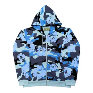 Denim Tears The Cotton Wreath Logo Hooded Sweatshirt Camo Blue Multi