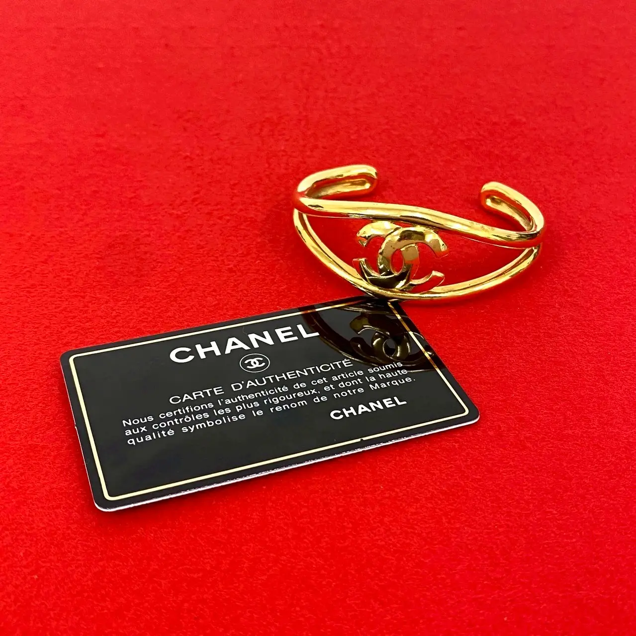 Pre-owned CHANEL Stainless Small Leather Goods Coco Mark Bangle