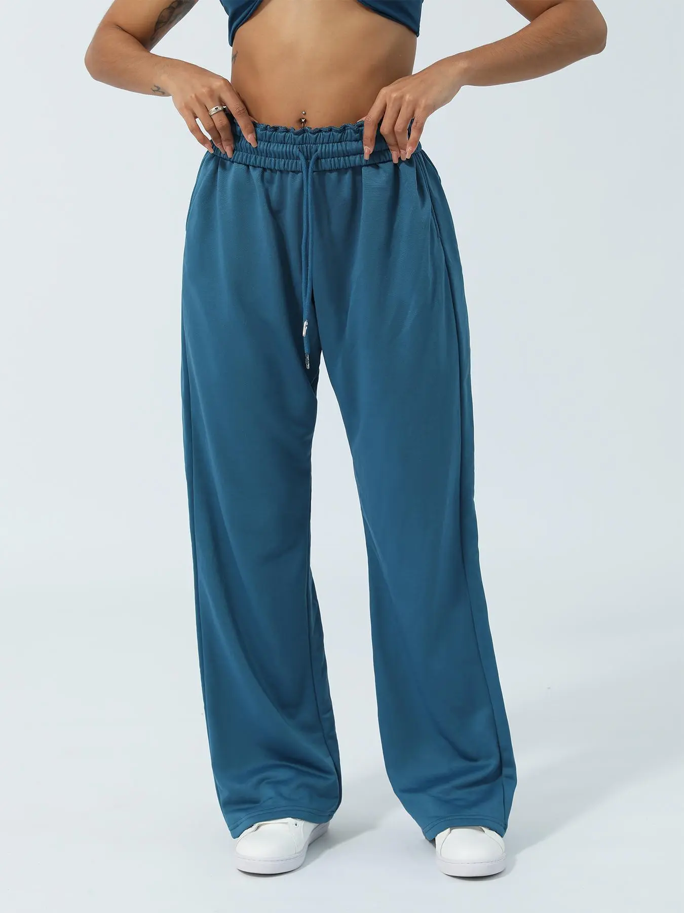 Women's Sports Jogging Pants, Casual Athletic Jogging, Long Exercise Pants with Loose Leg Design, Elastic Drawstring Waist with Pockets on Both Sides Suitable for Yoga and Running, Comfortable and Fashionable, Workout Clothes Women