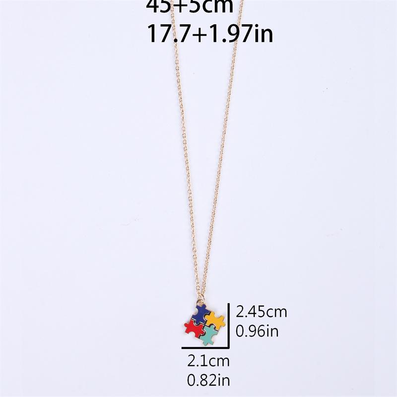 Creative Multi Color Puzzle Autism Awareness Enamel Pendant Necklace Best Friend Ladies Fashion Jewelry Accessories Gift Wholesa month supply Heart Style Choker