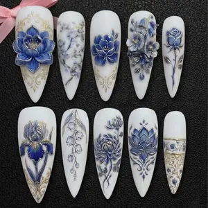 Whimsical Bug Garden Press On Nails Luxury 3D Ladybug Beetle And Mantis Enchanted Pink Green