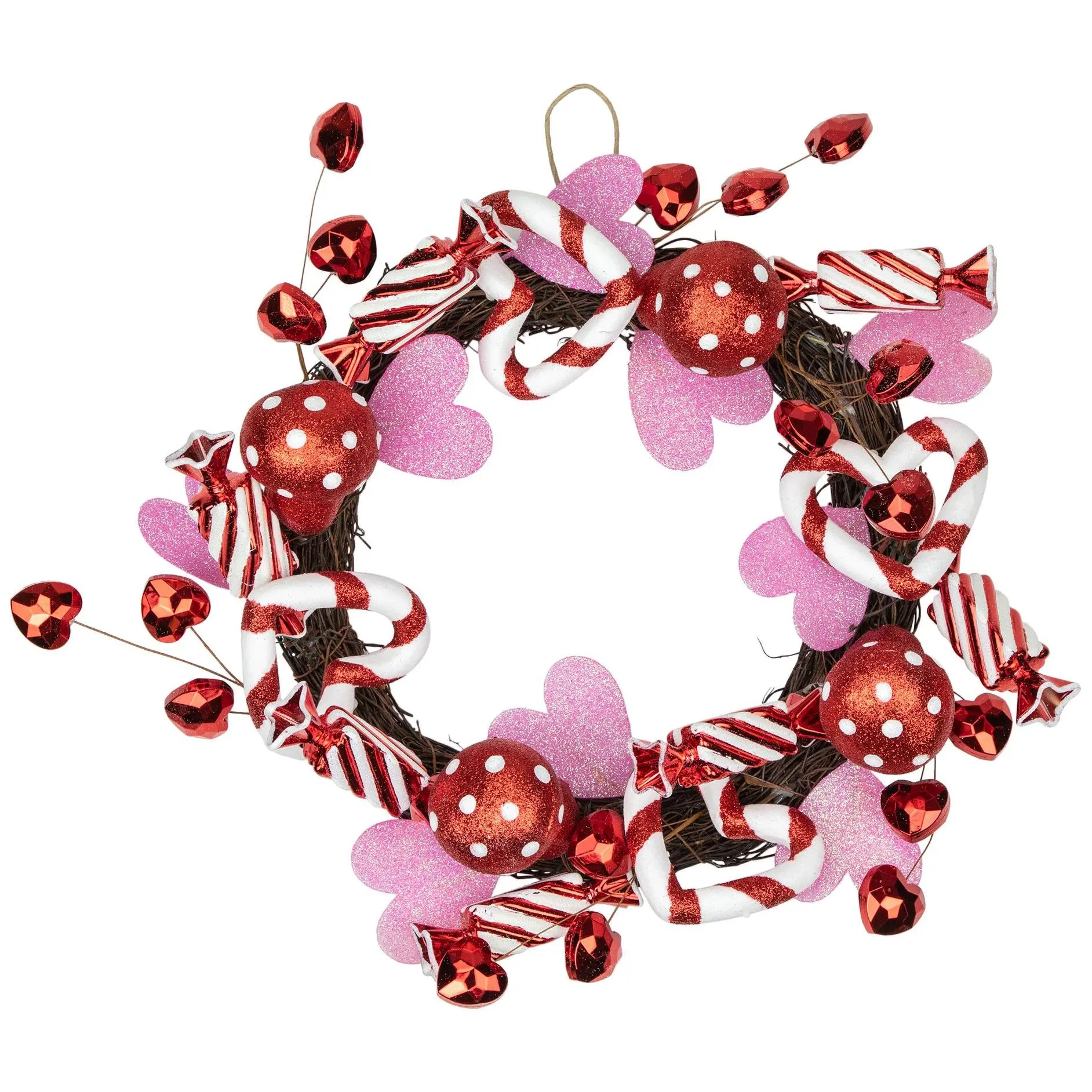 Northlight Red & White Candies & Hearts Valentine's Wreath