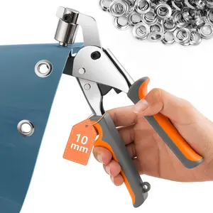Handheld Puncher Kit with 500 Silver Color Grommets, Manual Grommet Press Tool, Ideal for Banners, Canopies, Fabrics