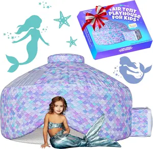 SKYWIN Air tent kids fort playhouse fan tent (mermaid) -  Inflatable fort sets up and stores away in seconds (fan not Included) toys baby play tent