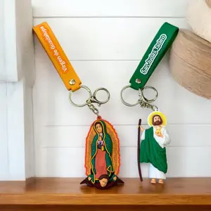 Jesus Keychain for Women Men Cute Jesus Keyring with Wristlet San Judas Tadeo Keychain Charms Accessories for Car Keys Backpack Christian Jewelry Gifts for Birthday