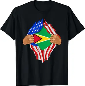 100% Cotton Guyanese Blood Inside Me T-Shirt | Guyana Flag Gift T-Shirt