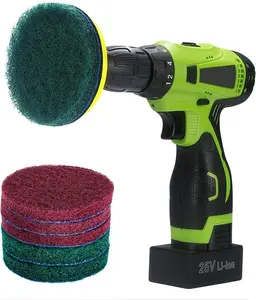 4 Inch Drill Power Brush Tile Scrubber Scouring Pads Cleaning Kit, Includes Attachment, Heavy Duty Household Cleaning Tool (Drill NOT Included)