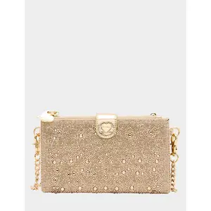 Betsey Johnson WALLET ON CHAIN PHONE HOLDER CHAMPAGNE