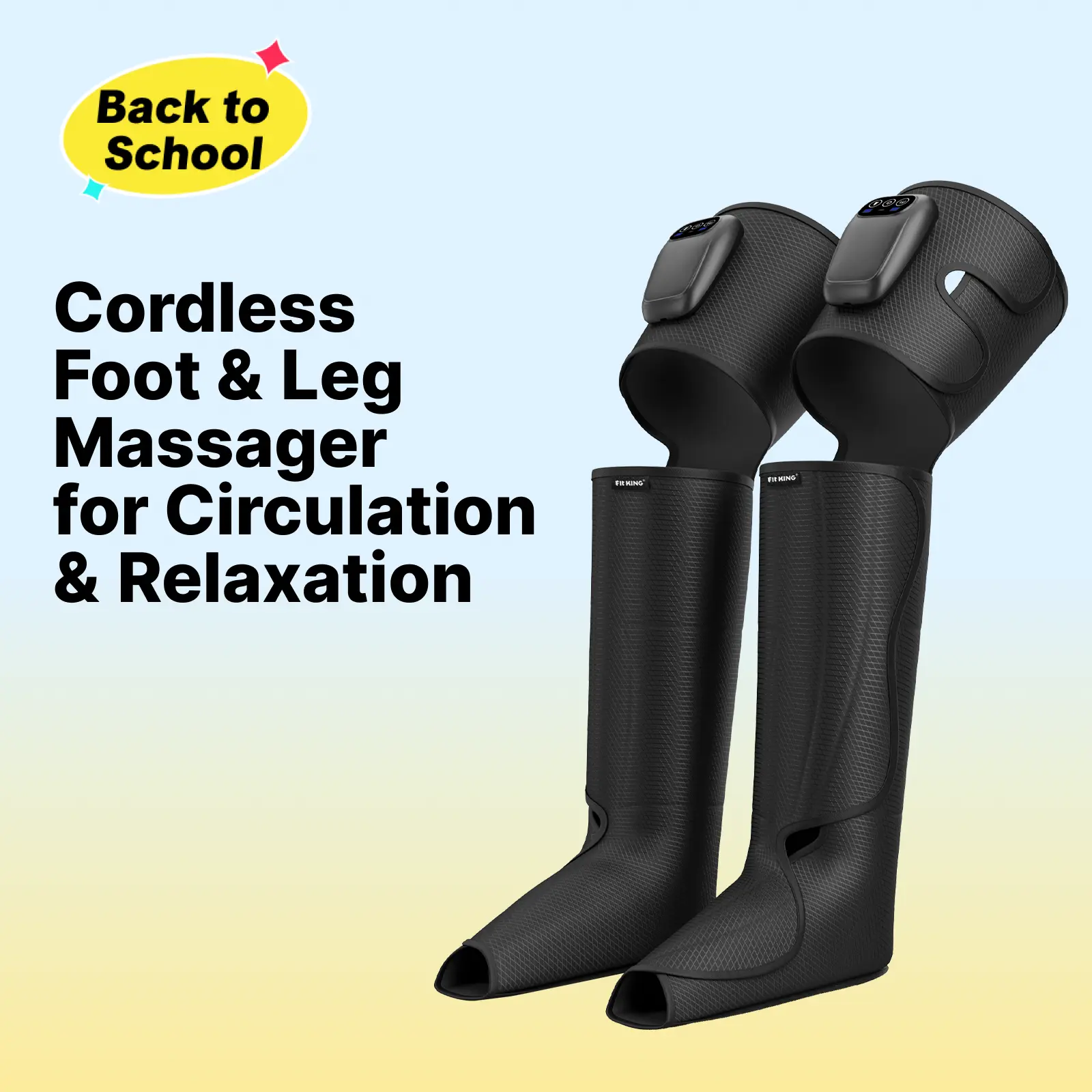 【FIT KING】Air Compression Cordless Foot and Leg Massager, Leg Massager, No External Hoses & Handheld Controller, Easy to Use for Travel, Mom, Dad, Athletes, mothersday gift summerwins,dorm essentials tiktokshopbacktoschool