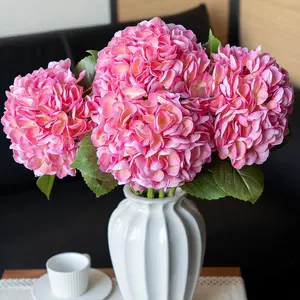 4 Pcs 22.4" Real Artificial Hydrangea Flowers – Latex Long Stem Faux Flowers for Home, Wedding Centerpieces,, Living Room Bouquets Centerpieces Pink