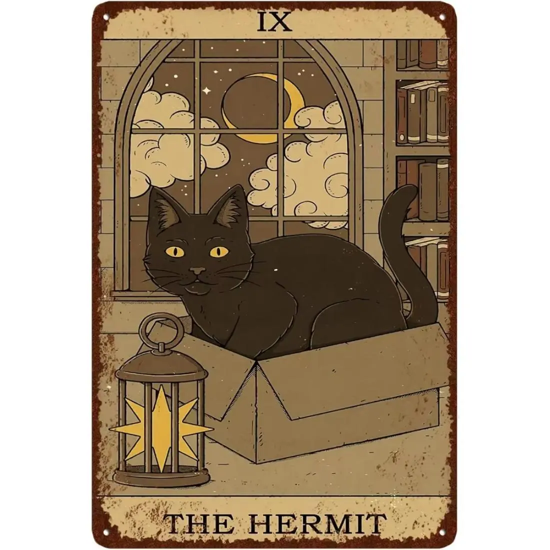 Vintage Cat Tarot Card Pattern Wall Art, Retro Wall Decor, Wall Art for Home Living Room Bedroom Office, Home Decor, Room Decor